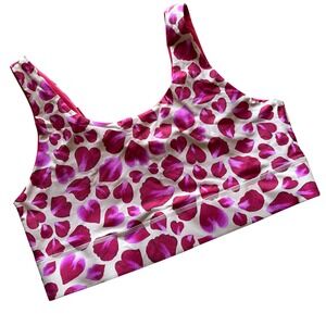 Fabletics Reversible Sports Bra Pink & Red Rose Heart Petals & Solid Red Size 1X